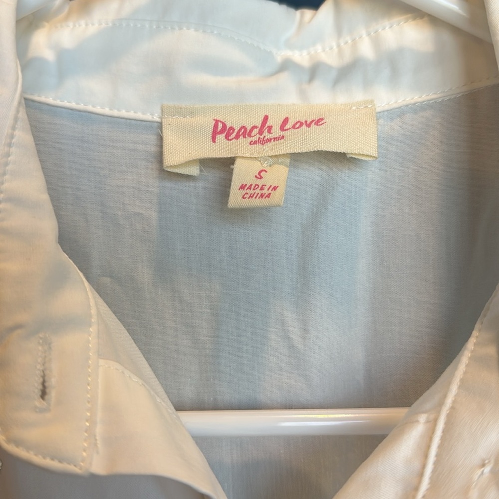 White Puff Sleeve Mini Dress with Dress Shirt Collar - Picture 2 of 3
